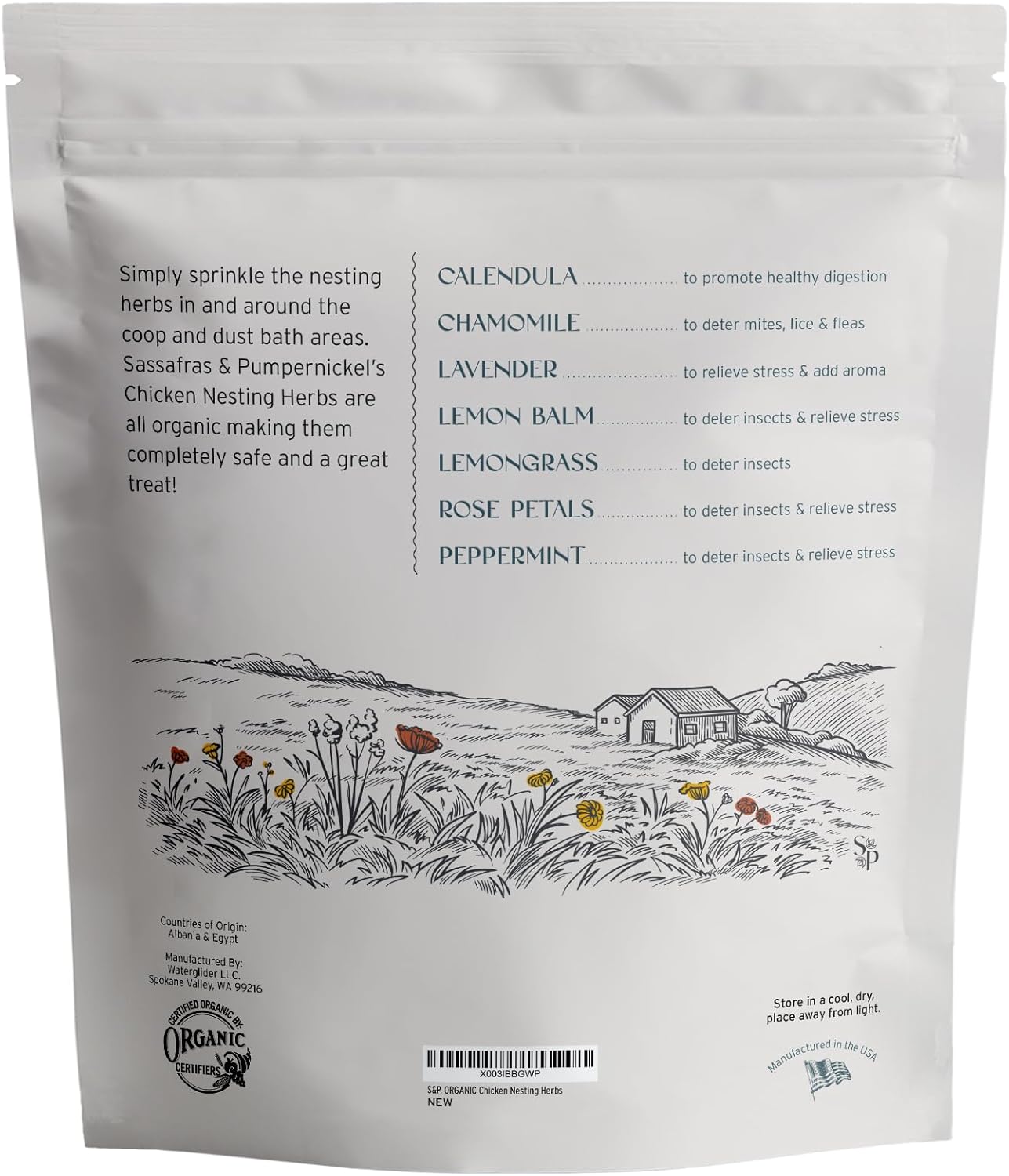 (16 oz, 1 Sassafras & Pumpernickel Certified USDA Organic Chicken Nesting Herbs Pound Bulk Bag) Aromatic Herbs