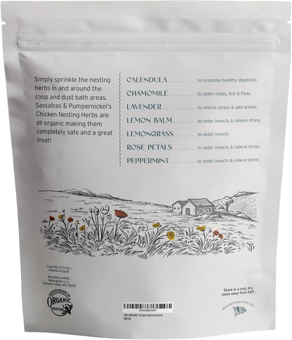 (16 oz, 1 Sassafras & Pumpernickel Certified USDA Organic Chicken Nesting Herbs Pound Bulk Bag) Aromatic Herbs