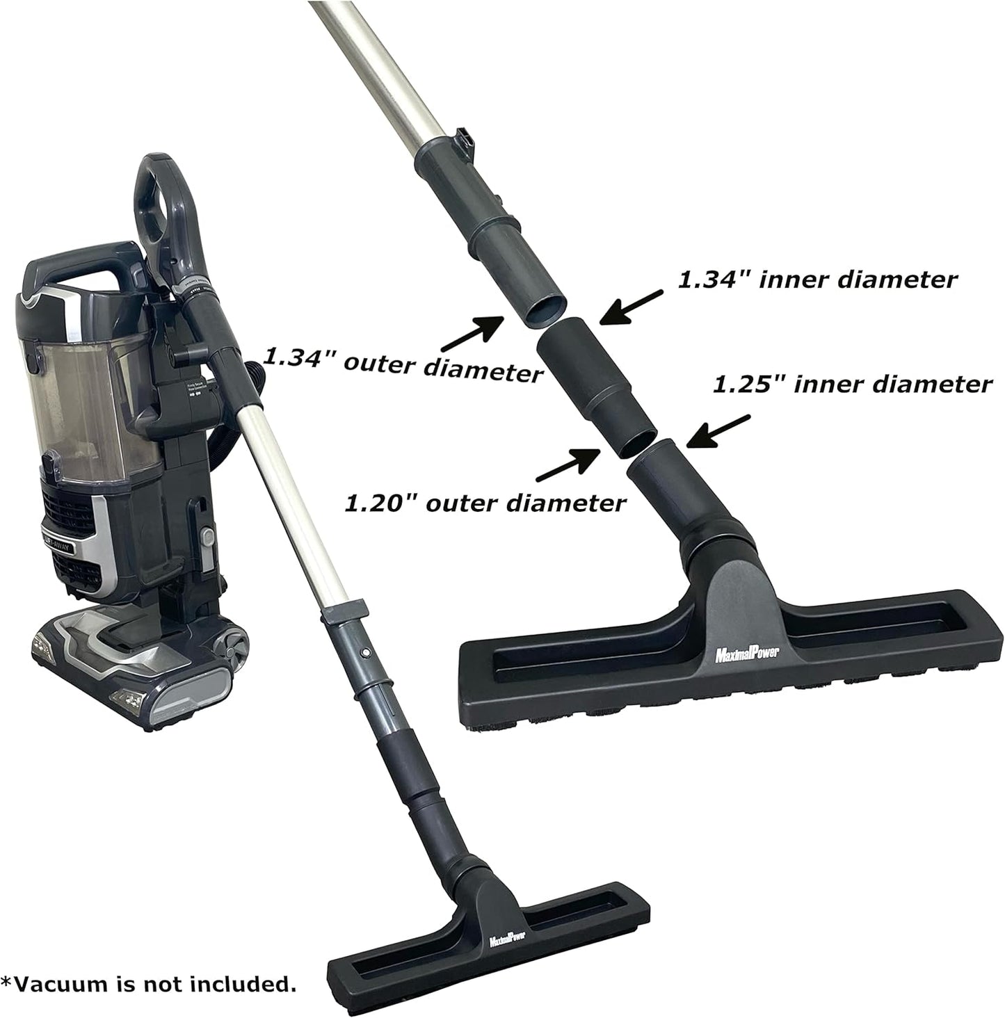 MaximalPower Replacement 12" Vacuum Brush Head Attachment with Adapter for Select Vacuum Cleaners
