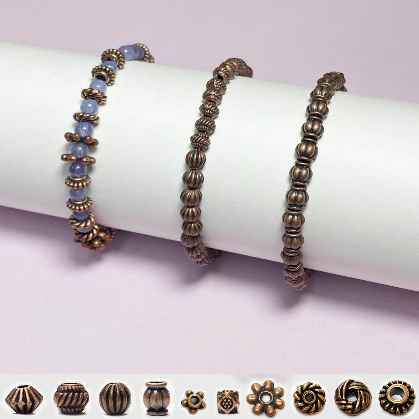 Heather's cf Metal Spacer Beads – Durable Quality & Antique Style – Assorted Copper Bead Spacers for Bracelets, Necklaces & Earrings – Ideal for DIY, Jewelry Making & Crafting – Small (500pcs)