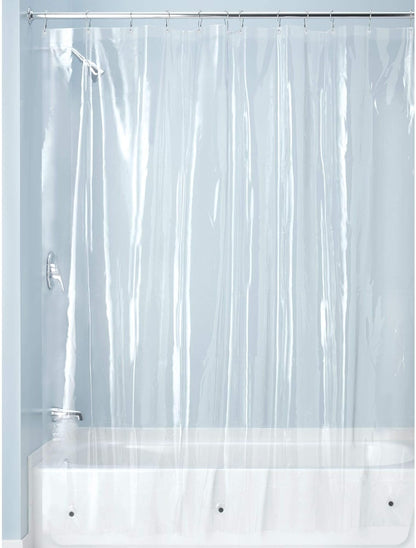iDesign Vinyl Shower Liner, PVC-Free Curtain with Magnets, Long, Clear