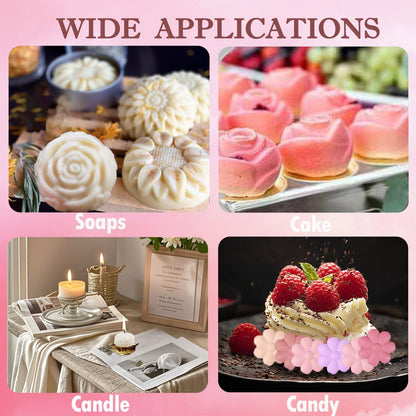 3 Pack Silicone Soap Molds,Flowers Soap Mold for Soap Making,Great for Handmade Soaps,Lotion Bars,Biscuit,Chocolate,Moon Cake