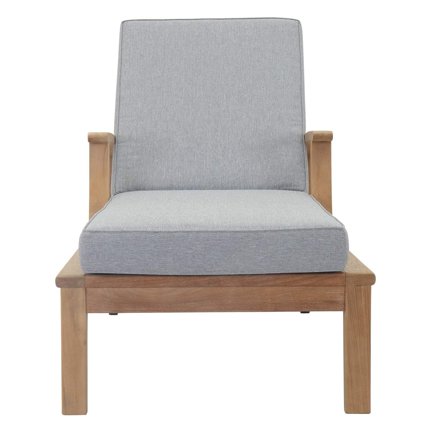 Modway EEI-1151-NAT-GRY-SET Marina Premium Grade A Teak Wood Outdoor Patio Chaise Lounge Chair, Natural Gray
