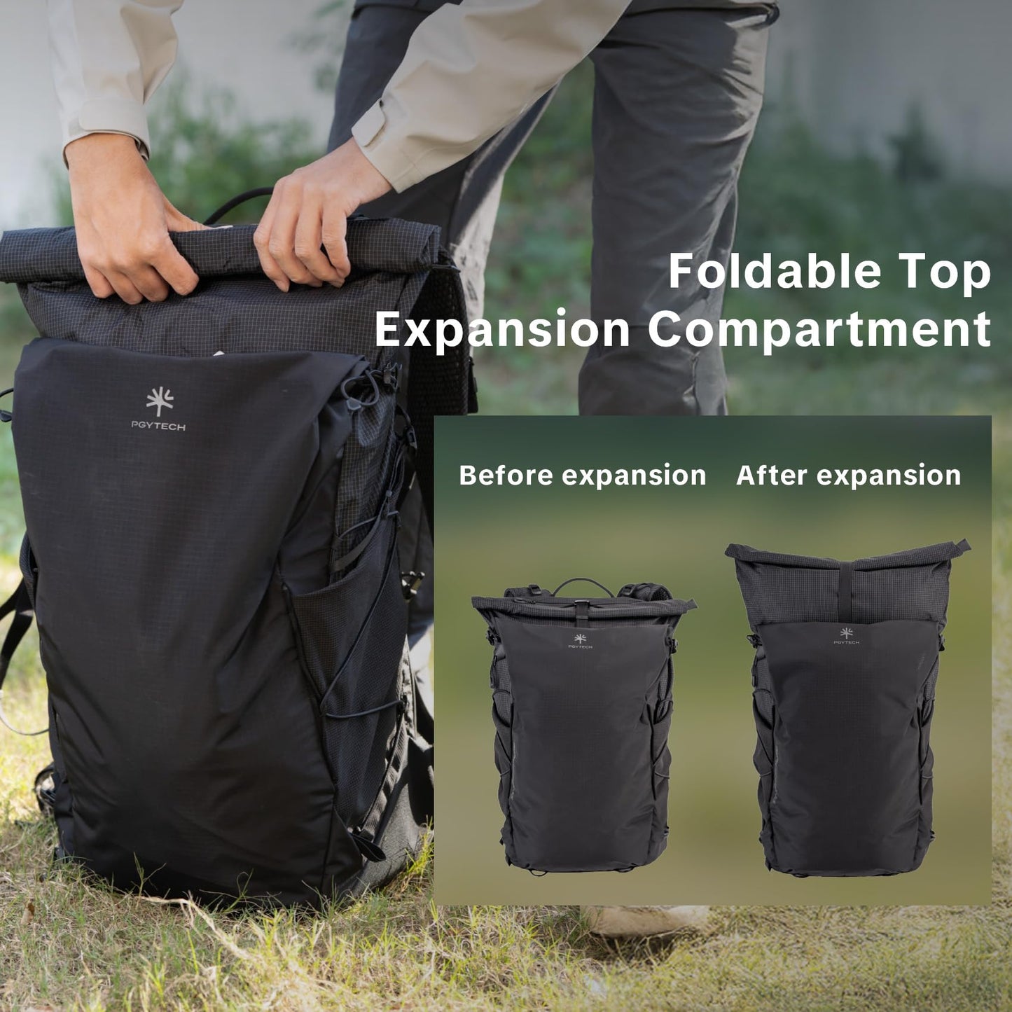 PGYTECH OnePro Ultralight Camera Backpack, Expandable Camera Bag 30L for Photographers, Outdoor Travel Bag with Dividers and 16" Laptop Sleeve, Compatible with DSLR/Drones/Mirrorless (Aurora Purple)