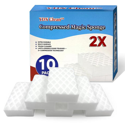 YDN Clean Magic Eraser Sponge 2X Density, Multi-Purpose Long Lasting Melamine Sponge, Water-Activated Cleaning Sponge Eraser for Kitchen, Bathroom, Wall, Shoes & Car, Extra Durable, Non-Scratch (10)