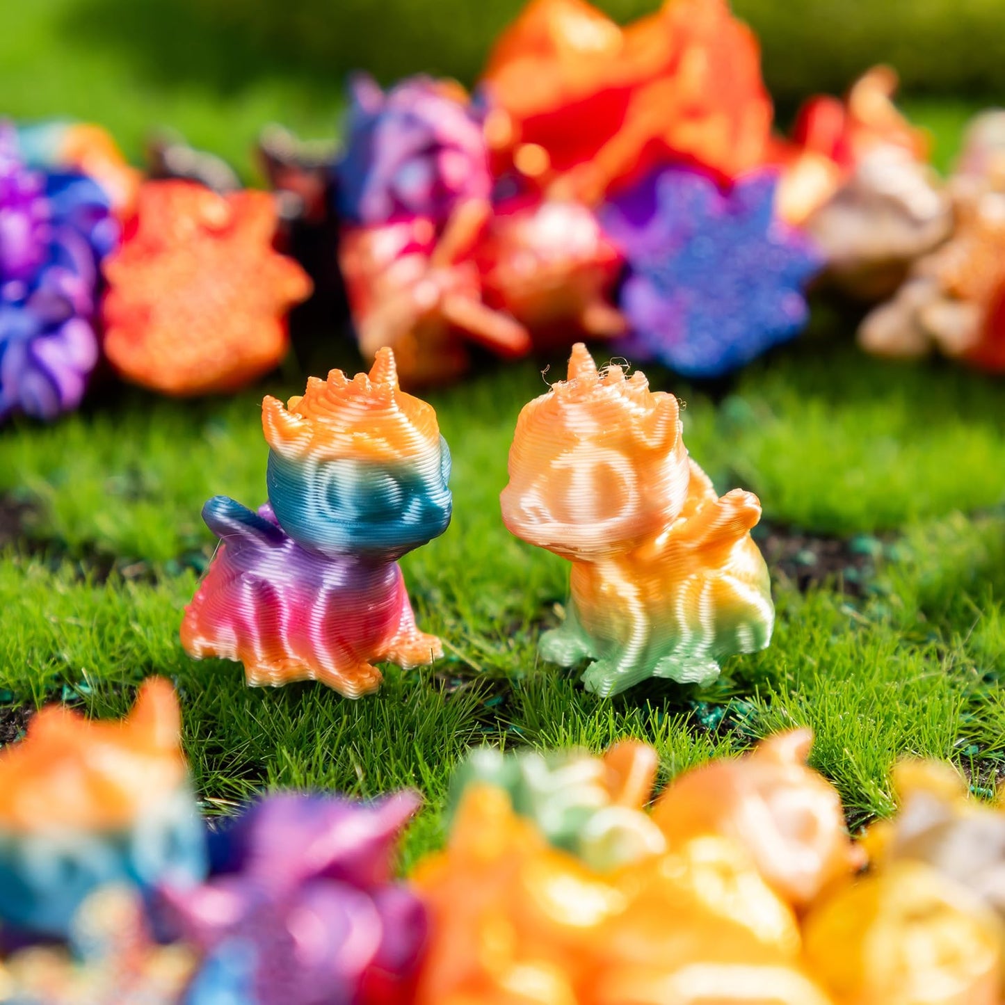 Teenzee 100pcs Mini 3D Printed Animals Tiny Dragon Plastics Figures Miniature Little Small Animals Figurines Bulk for Micro Fairy Garden Landscape Accessories Hide Crafts Decor Aquarium