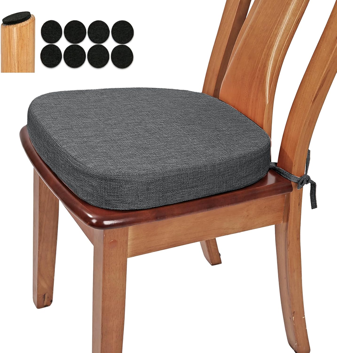 2.5" (1 BUYUE Thickened Friendly Woven Fabric Dining Chair Cushion, U-Shape High Density Foam Comfortable Chair Pad