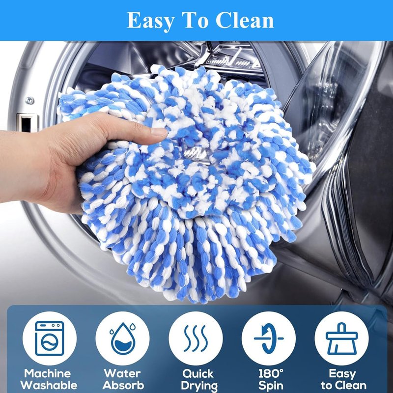 [5 Pack] 2-Tank Spin Mop Replacement Heads, 100% Microfiber, Compatible with O-Cedar EasyWring, Machine Washable & Easy to Replace, Highly Absorbent Refills for Household Floor and Car Cleaning
