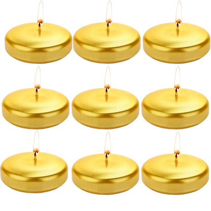 Floating Candles for Centerpieces, 3 inch Gold Round Burning Tea Light Candles Unscented Smokeless Paraffin Wax Dripless, for Valentine's Day, Wedding, Party, Home Decor, Pool (36 Pack)