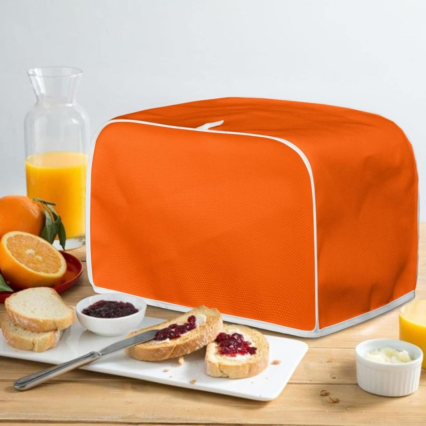 Orange Toaster Dust Cover, Washable Polyester for 2 Slice Toaster, Fits Most Standard 2 & 4 Slice Toasters