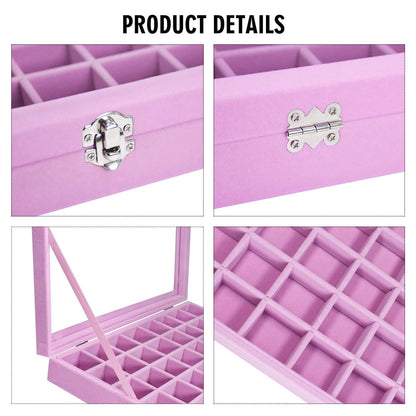 Vicoter Velvet Jewelry Tray 48 Compartments Jewelry Display Organizer with Transparent Cover Rings, Earrings, Necklaces, Pendants Storage Box for Girls, Wives, Mothers, Women