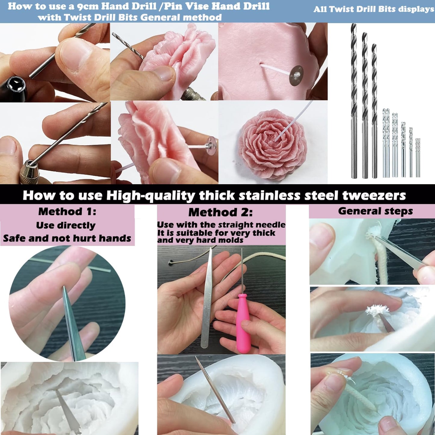 37PCS Candle Making Tools Set Adjustable Punch Needle Long Silicone Mold Needle Drill Candle Wick Hole Drill Steel Sticks to Make Holes in Candles Soap,Mold Punch Wicking Needle Tools Inserting Tool
