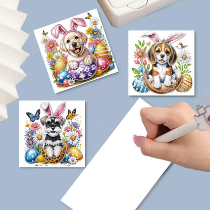 MaiYiYi 6 Pack DIY Daisy Dog Diamond Painting Cards Kit Cute Dog Diamond Art Cards Butterfly and Dogs Diamond Painting Greeting Cards for Family Friends Holiday Birthday