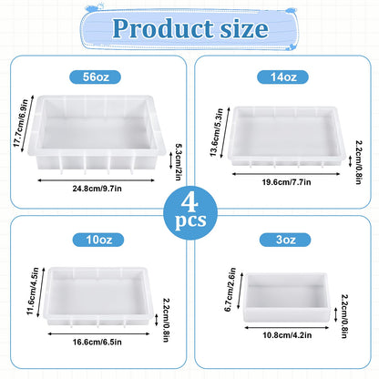Large Rectangular Resin Molds 4PCS Epoxy Resin Casting Craft Mold Crystal Deep Casting Epoxy Mold for Flower Preservation Bookends DIY Art Home Décor, DIY Wedding Bouquets