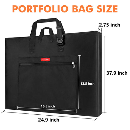 GOTIDEAL Large Art Portfolio Bag,Side Widening, 24x36 Inches Waterproof Art Portfolio Case with Shoulder&Handle Carry, Storage Carrying Bag for Artwork Sketch Drawing Canvas Photography Poster