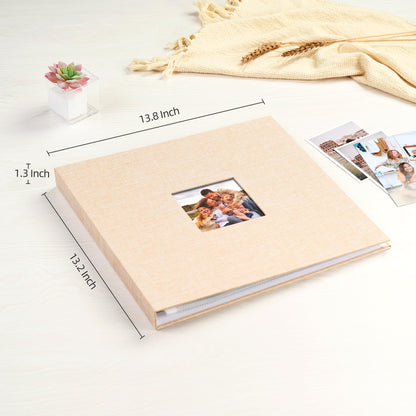 Mublalbum 12x12 Inch DIY Scrapbook Photo Album with 20 Plastic Sleeves 40 Pages Linen Cover 3 Ring Folder Binder for Wedding Baby Family and DIY Projects (Beige)
