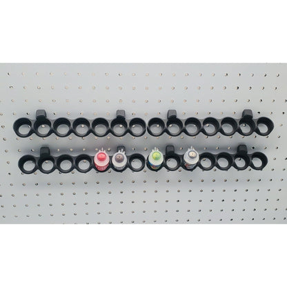 'Just Hanging' 1/4" Pegboard Paint Holder Hook, Compatible with Citadel Paints up to 32.5mm Diameter Pots, Storage for D&D Miniature Crafters (4, Matte Black)