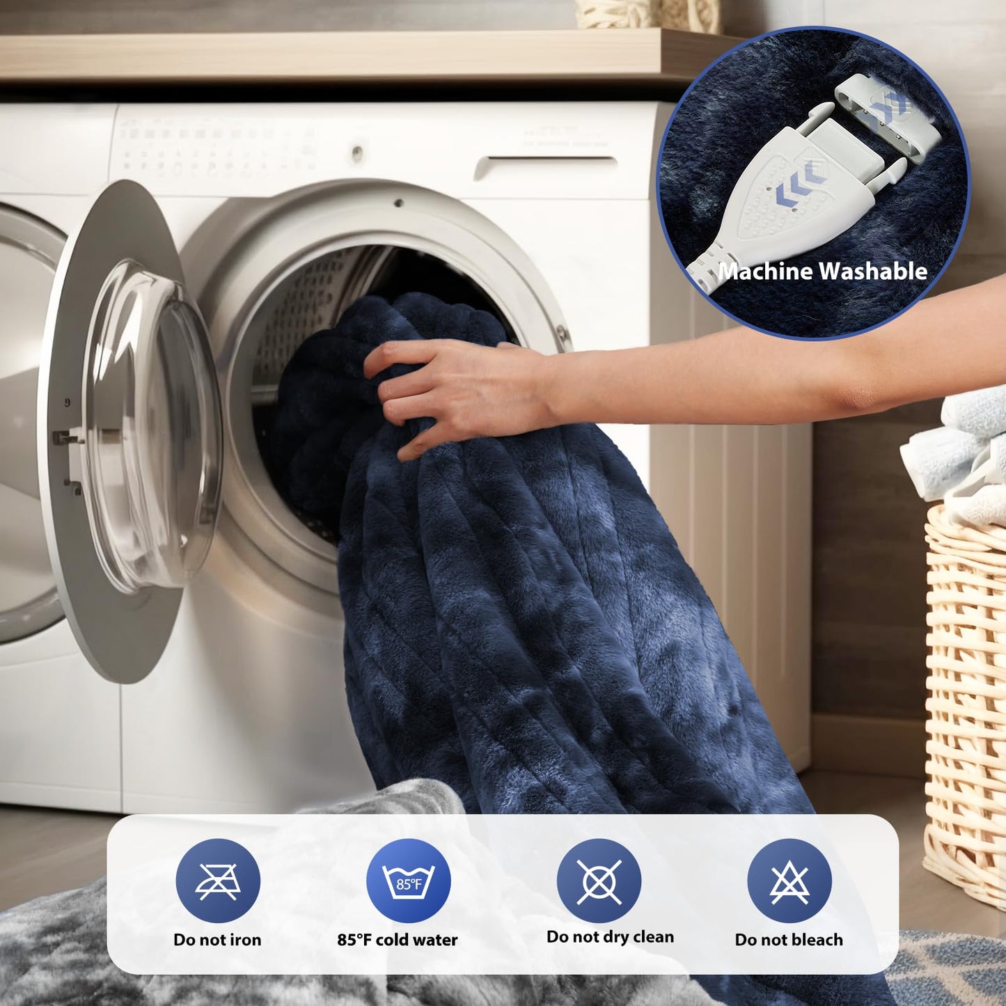 MAXEVE Electric Heated Throw Faux Rabbit Fur Blanket with 8 Heating Levels & 8 Hours Auto Off, Fast Heating Warm Cozy Sherpa Washable Blanket with Over-Heat Protection, ETL Certification, Grey