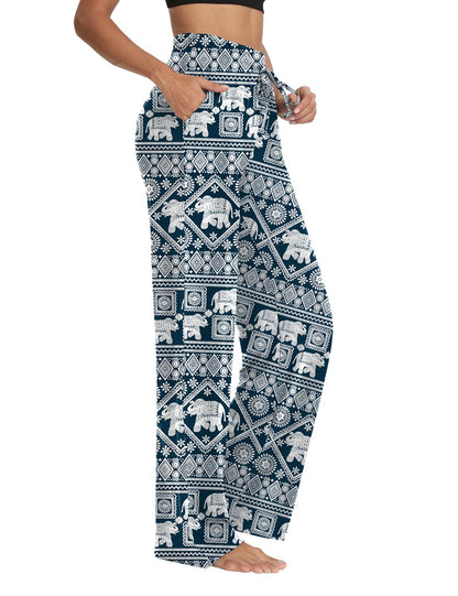Sarin Mathews Womens Yoga Sweatpants Wide Leg Lounge Pajamas Pants Comfy Drawstring Workout Joggers Pants with Pockets Elephant-Navy XL