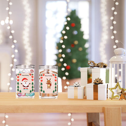 FoldTier 4 Sets Christmas Plastic Candy Jar Clear Cookie Containers with Lids Storage Jar Cookie Tins Snacks Treats Containers for Xmas Home Countertop Kitchen Decorative Winter Party Supply