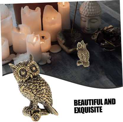 Skiennix Brass Owl Figurine - Unique Decorative Animal Art for Home & Office | Elegant Shelf Ornament