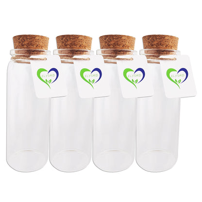 ELYSAID 4pcs of 150 ml Empty Clear Glass Bottles Vials With Cork Stopper Storage Jars 47x120mm Bottle 5.3oz