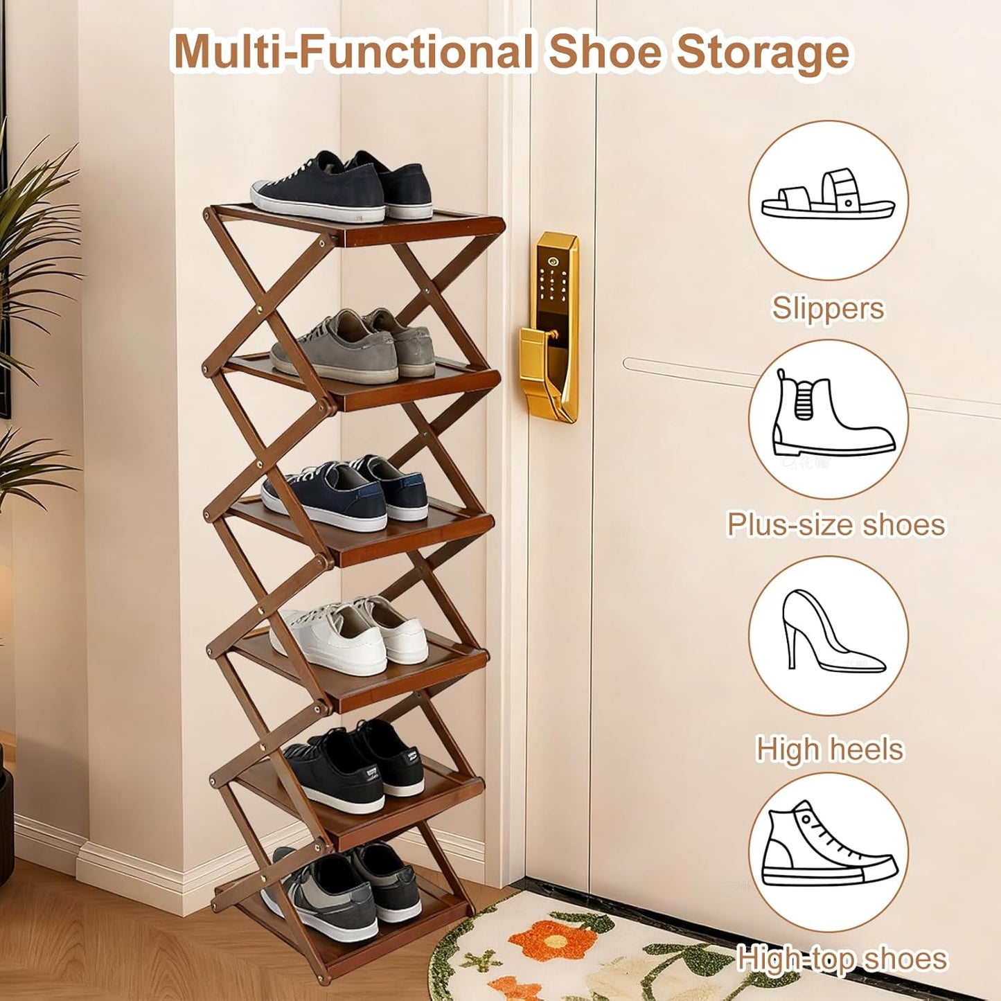 Closet Closet, (2 Simcat Shoe Rack for Bamboo Shoe Storage Freestanding Shoe Storage Shelf for Entryway, Front Door