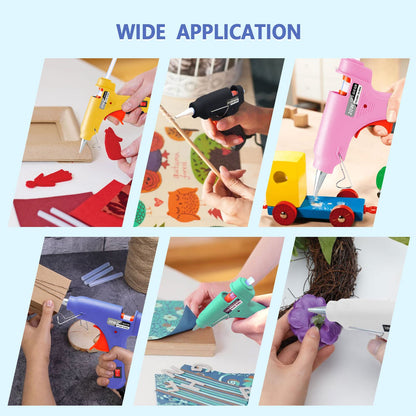 Hot Glue Gun, 12 Pack Mini Glue Gun with 120 Glue Sticks, Craft Glue Gun Kit, Glue Gun Pack, Hot Melt Glue Gun Set for Kids' Crafts, Wood, Glass, DIY Arts, School, and Home Projects - Multicolor