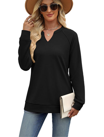 SAMPEEL Sweatshirts for Women V Neck Long Sleeve Shirts Lightweight Sweaters Fall Fashion Tops Outfits 2025