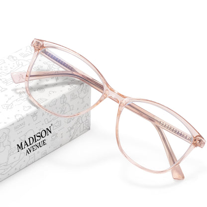 Madison Avenue Blue Light Blocking Glasses Anti Eyestrain UV Glare Blue Light Glasses for Women TV Phone Computer Gaming Eyeglasses Liberty (Crystal Brown)