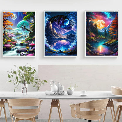 Canrichshop 6 Packs Diamond Art Painting Kits for Adults,Beach Moon Diamond Painting Kits for Beginners,Landscape 5D Full Drill Diamond Dots,Gem Art Crafts for Adults Wall Decor 12x16inch