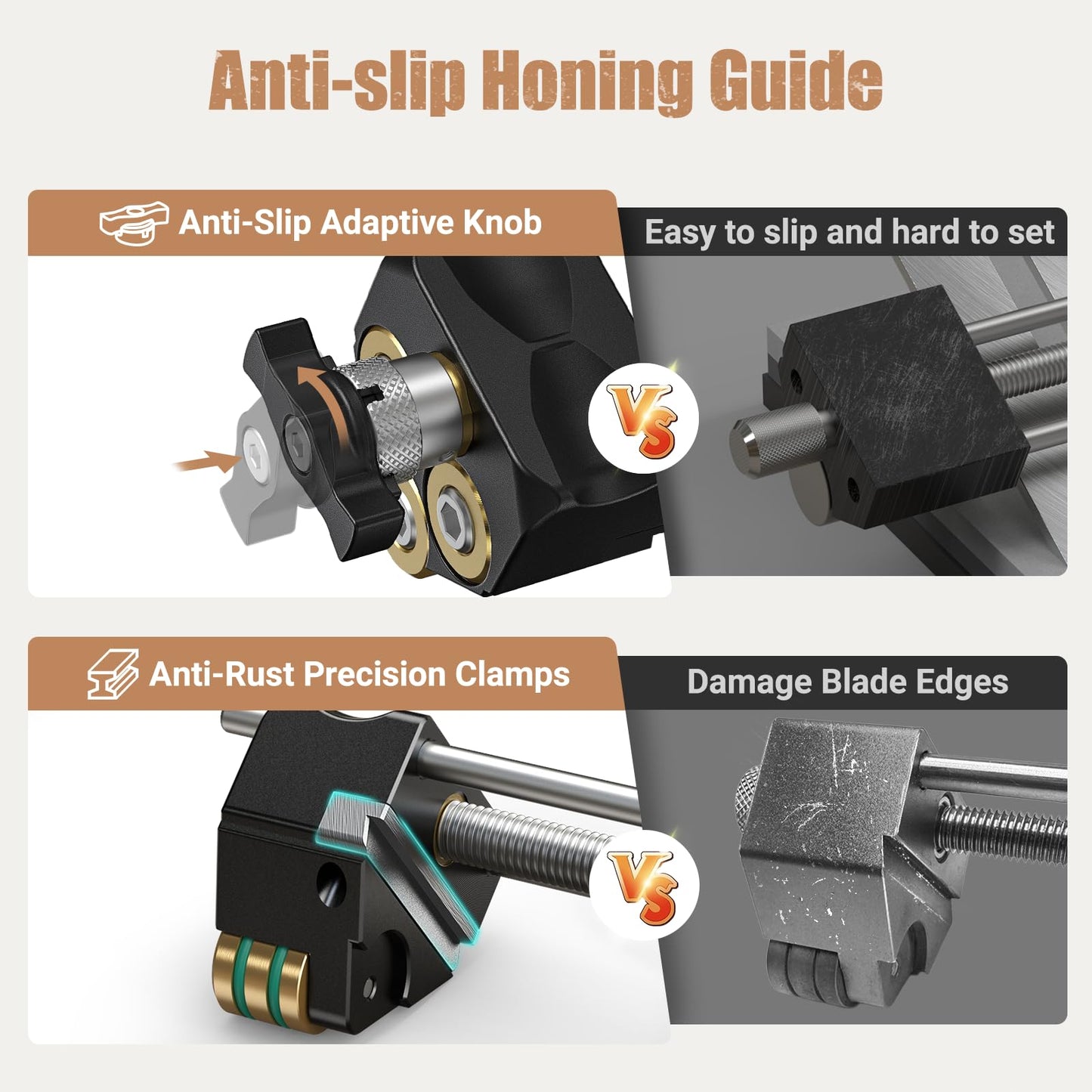 HONGDUI HD34 Honing Guide, Chisel Sharpening Jig for Chisels and Planes (0.1"-3.2") with 4 Brass Rollers & Storage Case, Professional Chisel Woodworking Tool