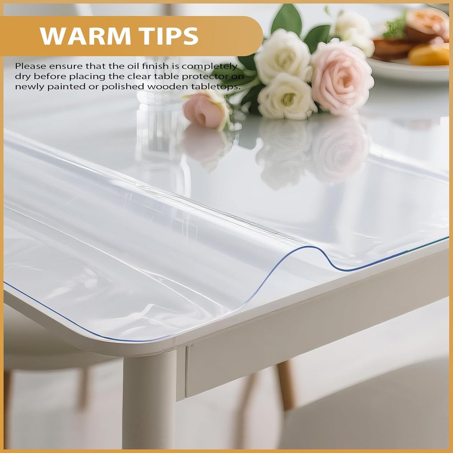24 36 Inch, 1.4mm Clear Table Protector x Thick Waterproof PVC Plastic Table Cover, Durable Table Pad for Dining Room