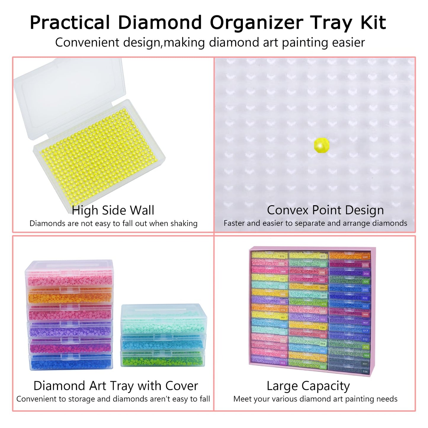 45Pcs Diamond Art Storage Trays Diamond Painting Storage Trays with Lids, 2-in-1 Diamond Art Storage Containers Case Stackable Diamond Dotz Accesso Diamond Dot Organizers Storage (45Pcs Storage Set)