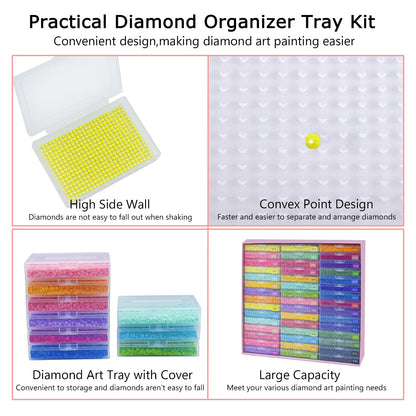 45Pcs Diamond Art Storage Trays Diamond Painting Storage Trays with Lids, 2-in-1 Diamond Art Storage Containers Case Stackable Diamond Dotz Accesso Diamond Dot Organizers Storage (45Pcs Storage Set)