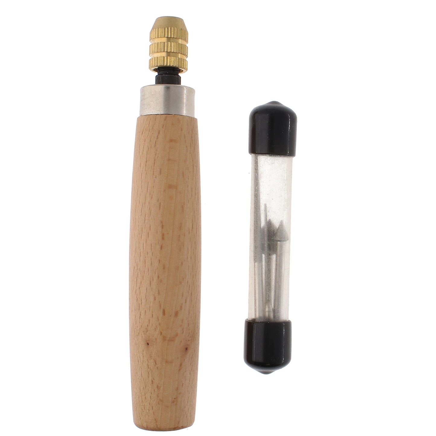 The Beadsmith Diamond Reamer Set – 4 Interchangeable Tips, Wood Handle, Storage Tube for Bits - Use on Glass, Ceramic or Stone – Tools for Opening & Enlarging Holes & Softening & Smoothing Rough Edges