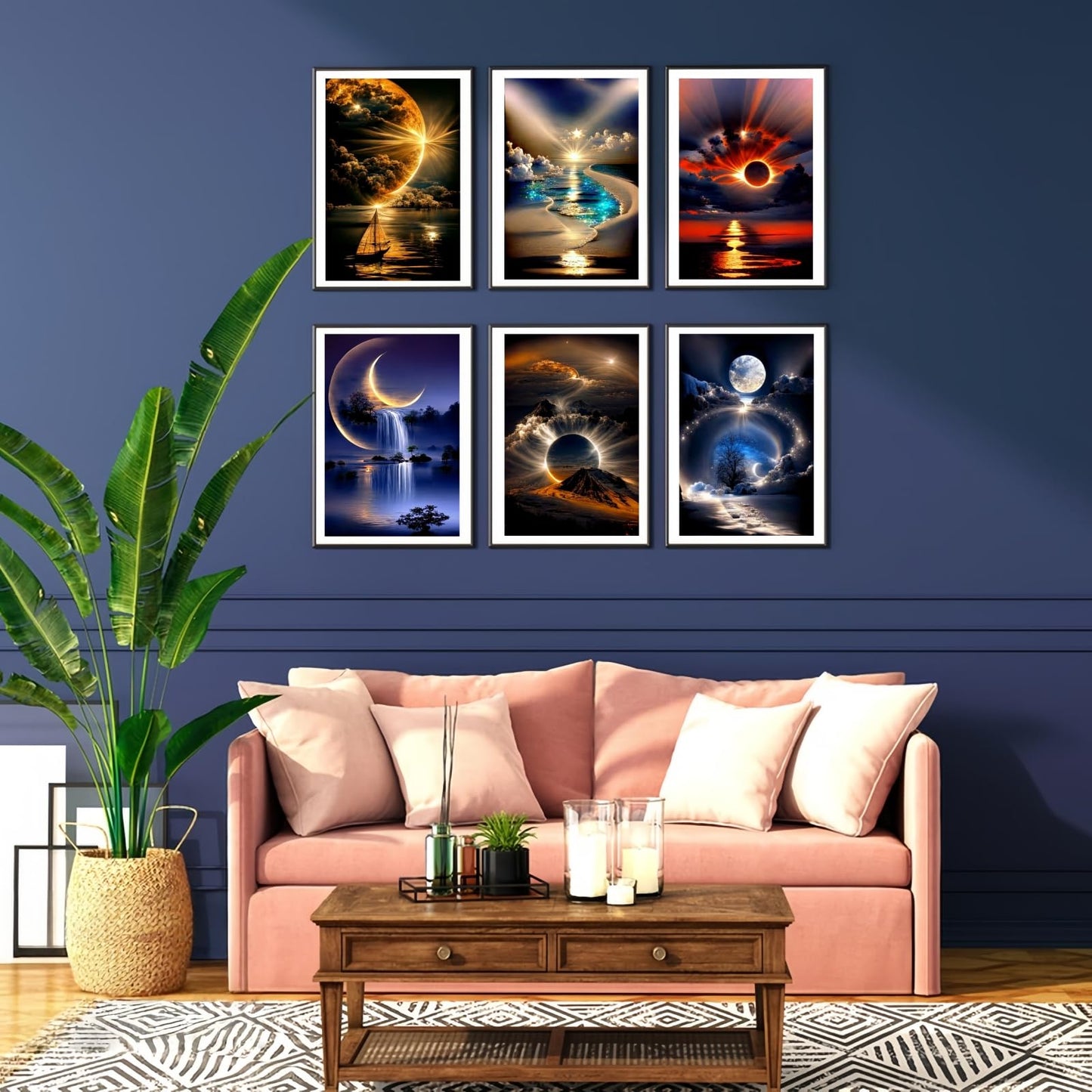 12 Pack Diamond Art Kits for Adults, Sunset Landscape 5D Diamond Painting for Adult Beginners,DIY Full Drill Round Gem Painting Dot Art Sets,Home Wall Decor 9.8x13.8 Inch