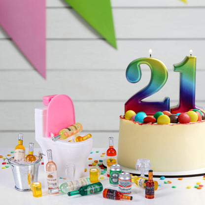 HSJH 71 Pcs Miniature Ice Cubes Beer Bottles and Mini Drink Soda Pop Cans House Accessories for Fairy Garden Pub Bar Cake Decoration 1/12 Doll House Barrel Pretend Play DIY Party Toys Red Wine