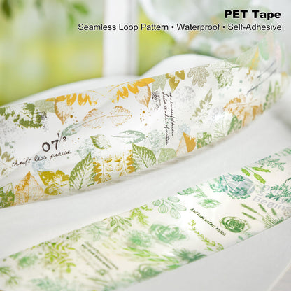 Moriquill Botanical Impressions PET Tape Set – 6 Floral & Leaf Designs, Transparent Adhesive Craft Tape for Scrapbooking, Junk Journal, Card Making & DIY Decoration