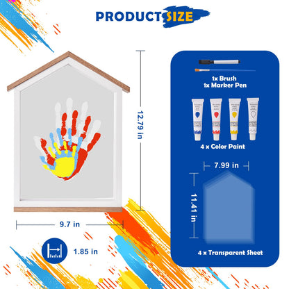 CHERRY CHEERS Exclusive House Shaped Family Handprint Kit; Unique DIY Keepsake, Complete Set, Meaningful Gift for Home Decor, Family Craft & Memory Making