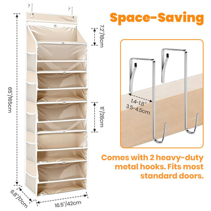 LASTORA Heavy-Duty Oxford Hanging Yarn Storage Organizer with 6 Tiers, Odorless Over the Door Yarn Holder for Crochet and Knitting Lovers, 5 Large Pockets + 1 Tool Section