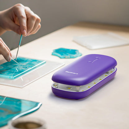 Resiners Double-Sided UV Resin Light, UV Light for Resin Curing with 36 LED Beads, Foldable UV Lamp, Wireless & Rechargeable Blacklight, Craft Supplies Tools for Resin Molds, Jewelry Making, Purple