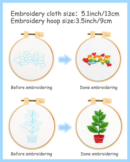 Pllieay 10 PCS Cross Stitch Kits for Beginners, Embroidery Beginner Kits for Kids 7-13, Include Instructions, Cross Stitch Kits with Pattern, Needlepoint Kits for Embroidery Projects