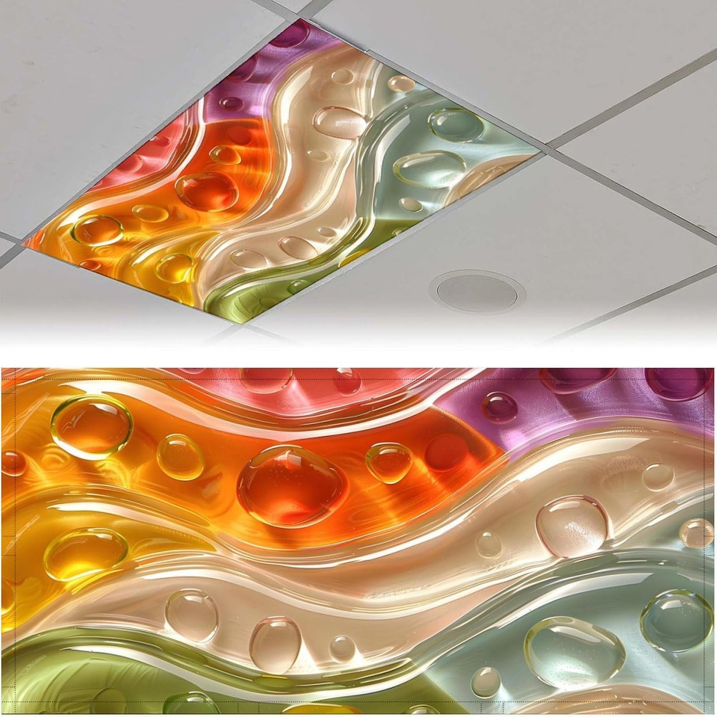 YEXLE 2PCS Stained Glass Fluorescent Light Covers Magnetic Ceiling Light Cover, Classroom Lights Covers Classroom Supplies for School Classroom Home Office,4 X 2 Feet