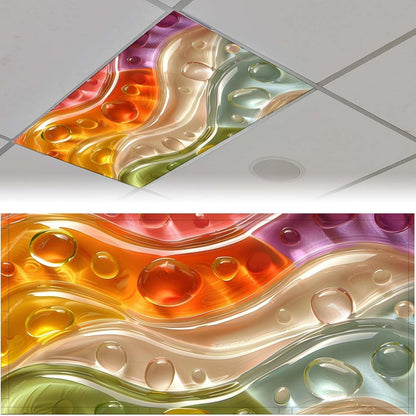 YEXLE 2PCS Stained Glass Fluorescent Light Covers Magnetic Ceiling Light Cover, Classroom Lights Covers Classroom Supplies for School Classroom Home Office,4 X 2 Feet