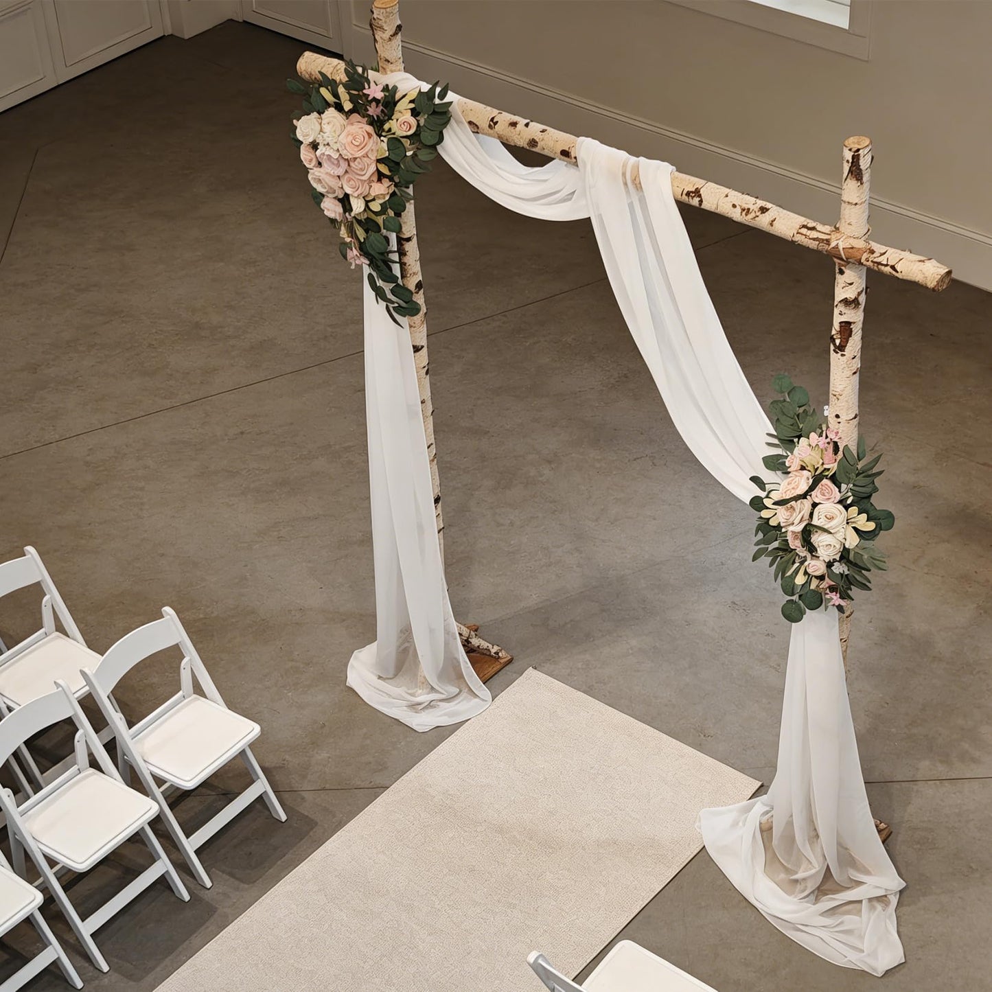 Garvee Arch Flowers with Drapes Kit (Pack of 3) - Includes 2Pcs Artificial Flower Arch Decor & 1Pcs Drapes, for Wedding Ceremony Bouquets Reception Backdrop Decoration, Pink