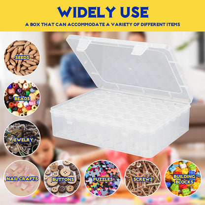 Bluedale Diamond Painting Storage Containers, 48 Slots Plastic Bead Organizer Box and 3 Sheets Labels, Small Embroidery Box for Diamond Painting Accessories, Craft, Seeds, Diamond Dots Art Storage