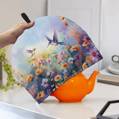 Hummingbird Tea Cozy, Insulated Sunflower Teapot Warmer, Decorative Cozy for Women, Keeps Tea Warm