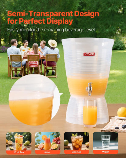 2.64 VEVOR Beverage Dispenser, Gallon Drink Dispenser for Parties, Plastic Juice Dispensers with Spigot Ice Chamber