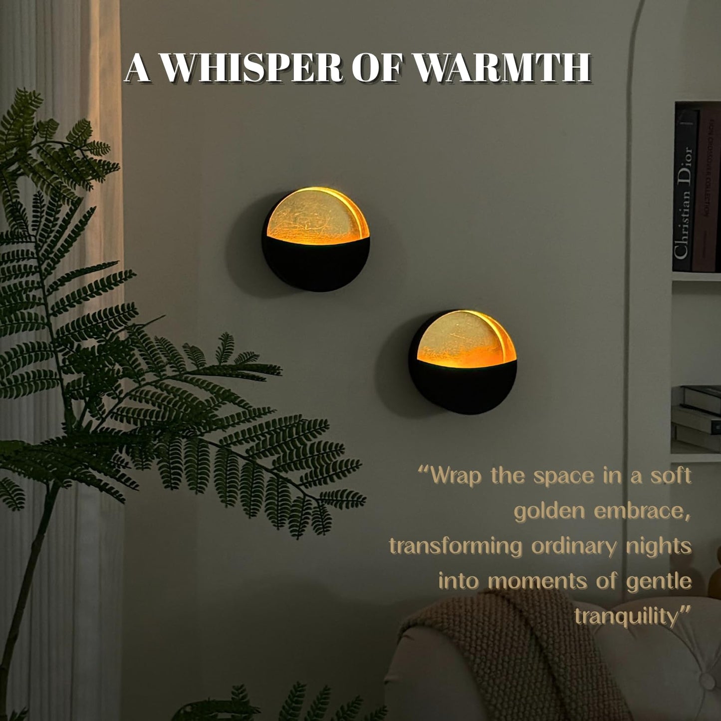 Eclipse Candle Sconces Set of 2 - Modern Gray Metallic Wall Candle Holders with Gold Foil Interior, Christmas Wall Decor for Living Room, Bedroom, or Modern Farmhouse Decor